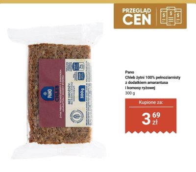 Chleb żytni 100% pełnoziarnisty z dodatkiem amarantusa i komosy ryżowej Pano promocja w Biedronka