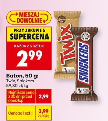 Baton 50g: Twix, Snickers, Mars promocja w Biedronka