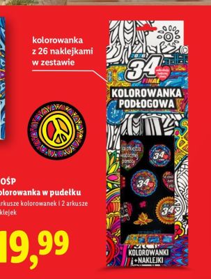 Kolorowanka w pudełku z 26 naklejkami w zestawie promocja w Lidl
