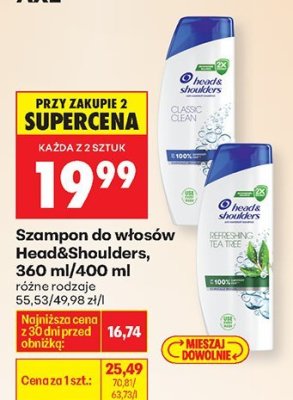 Szampon do włosów Head&Shoulders, 360 ml/400 ml promocja w Biedronka