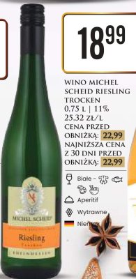 Wino Michel Scheid Riesling Trocken 0.75L 11% promocja w Dino