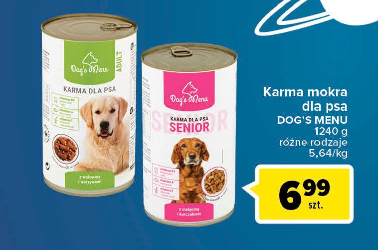 Karma dla psa z wołowiną i warzywami Carrefour dog's menu promocje
