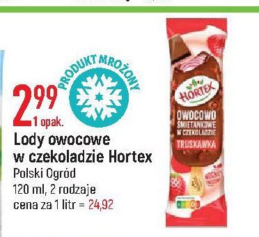 Lody owocowo-śmietankowe truskawka w białej czekoladzie Hortex promocja