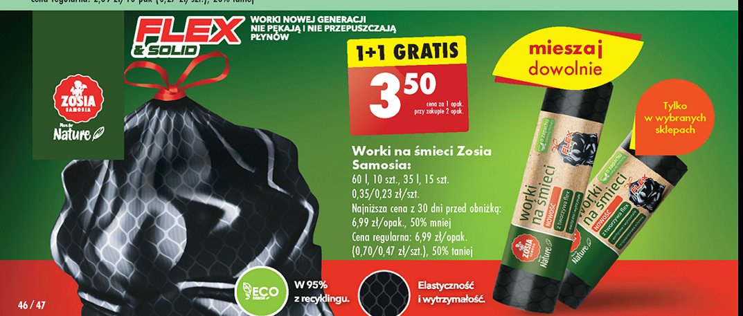 Worki na 艣mieci 60 l Zosia samosia promocja