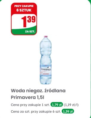Woda niegazowana źródlana 1,5l promocja w Dino