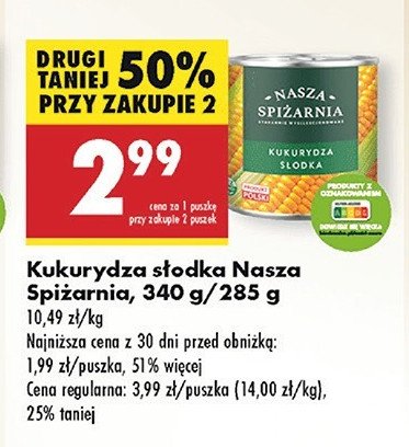 Kukurydza słodka Nasza spiżarnia promocja w Biedronka