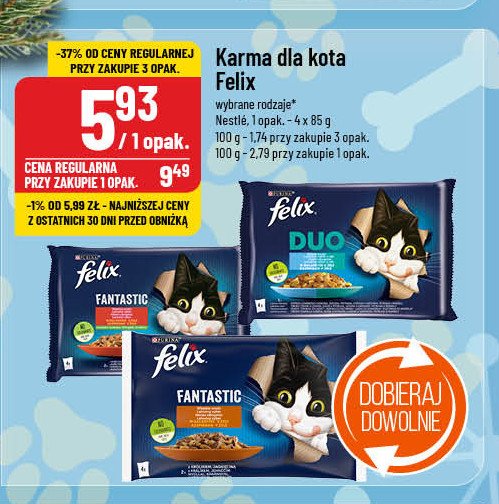 Karma dla kota wołowina i kurczak Purina felix fantastic promocja w POLOmarket