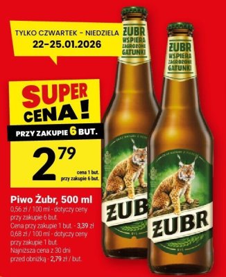 Piwo Żubr, 500 ml promocja w Twój Market