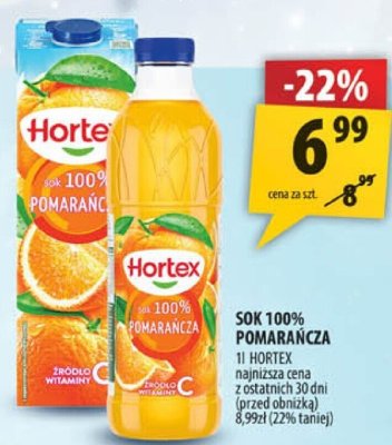 Sok 100% pomarańczowy Hortex promocja w Arhelan