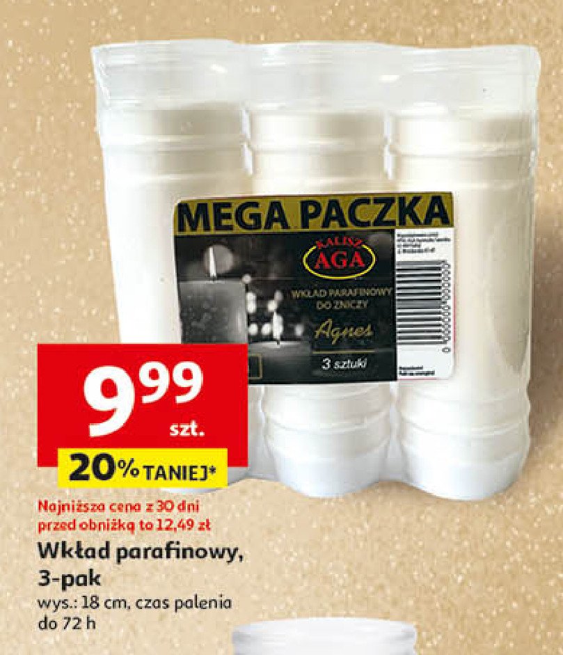 Wkład parafinowy do zniczy 40 h Aga kalisz promocja