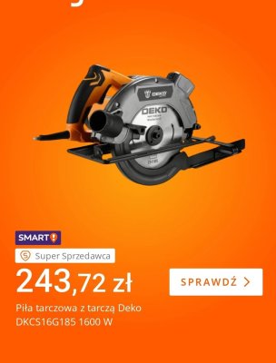 Piła tarczowa z tarczą Deko DKCS16G185 1600 W promocja w Allegro