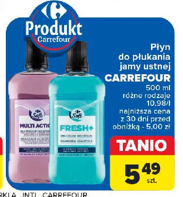 Płyn do płukania jamy ustnej multiaction Carrefour soft promocja