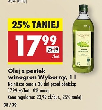 Olej z pestek winogron Wyborny promocja w Biedronka