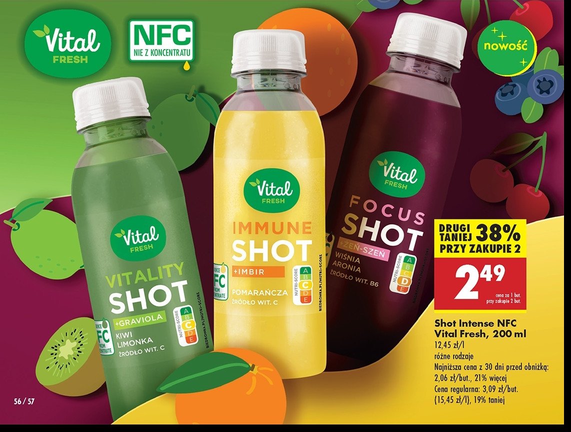 Shot focus wiśnia i aronia Vital fresh promocja w Biedronka