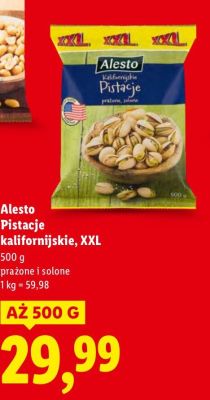 Pistacje kalifornijskie XXL  prażone i solone promocja w Lidl