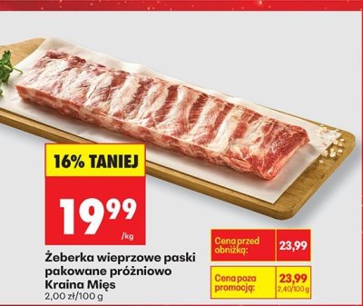 Żeberka wieprzowe paski pakowane próżniowo  promocja w Biedronka