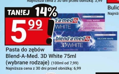 Pasta do zębów Blend-A-Med. 3D White 75ml (wybrane rodzaje) promocja w Hitpol