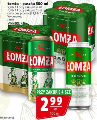 Piwo Łomża puszka 500 ml VAN PUR promocja w Prim Market