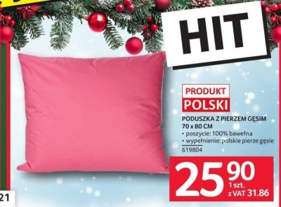 Poduszka z pierzem gęsim 70 x 80 cm promocja w Selgros