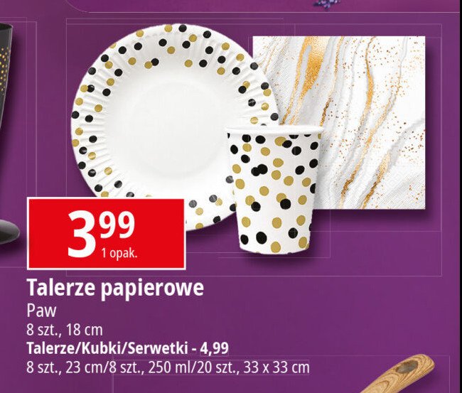 Talerze papierowe 18 cm Paw promocja