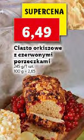 Ciasto orkiszowe z czerwonymi porzeczkami i kruszonk膮 promocja