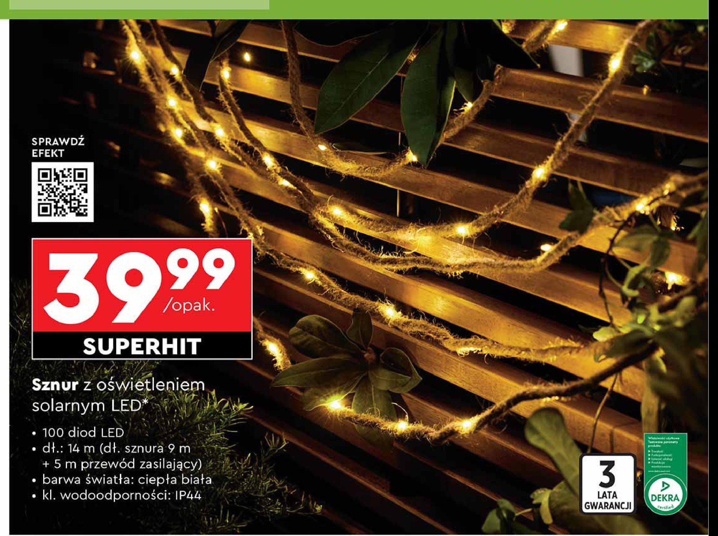 Sznur solarny 100 led promocja w Biedronka