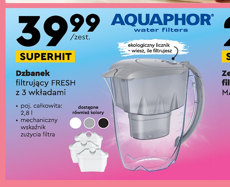 Dzbanek filtrujący fresh 2.8 l czarny Aquaphor promocja