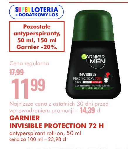 Dezodorant invisible protection Garnier men mineral promocja