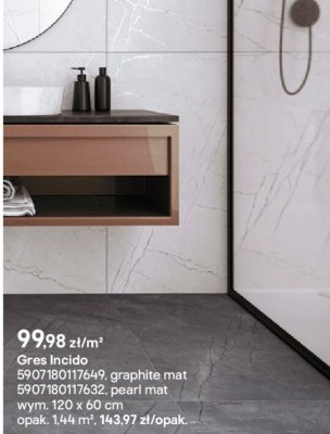Płytki Gres Incido graphite mat/pearl mat 120x60cm promocja w Castorama