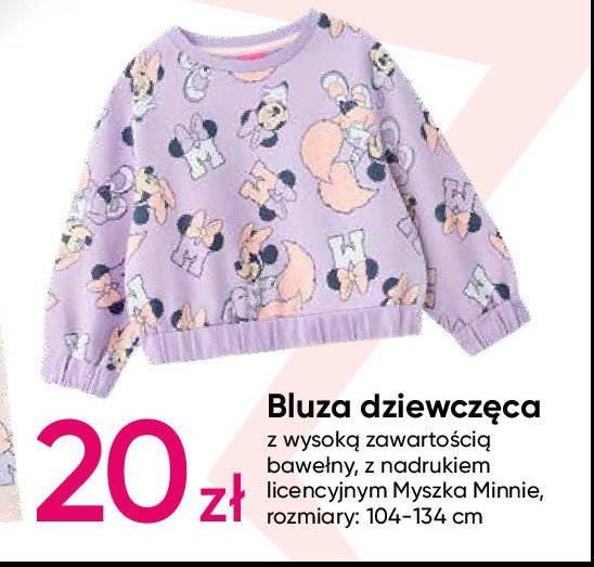 Bluza dziecięca licencyjna myszka minnie roz. 104-134 cm promocja