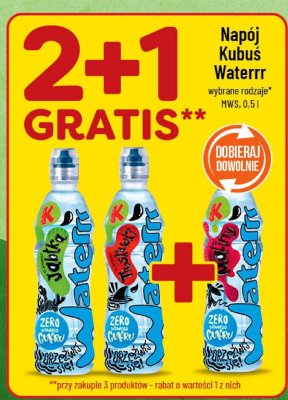 Napój Kubuś Waterrr 2+1 gratis promocja w POLOmarket