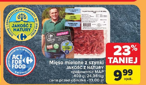 Mięso mielone z szynki wieprzowej Carrefour targ świeżości promocja