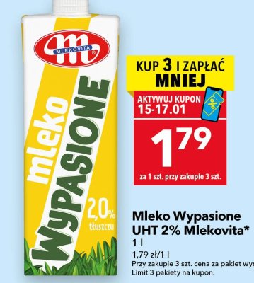 Mleko Wypasione UHT 2% Mlekovita promocja w LEWIATAN