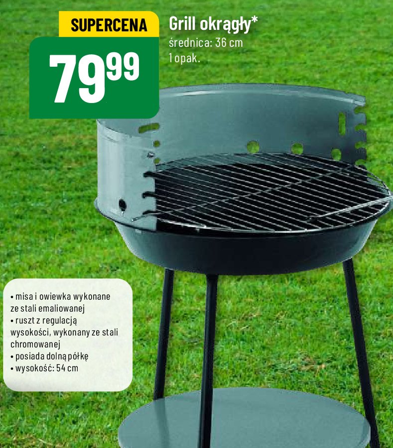 Grill okr膮g艂y 36 cm promocja
