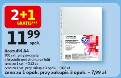 Koszulki A4 100 szt. przezroczyste o krystalicznej strukturze folii promocja w Auchan
