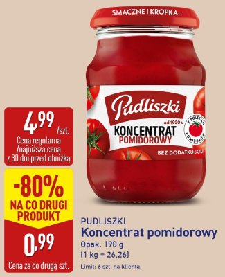 Koncentrat pomidorowy PUDLISZKI promocja w Aldi