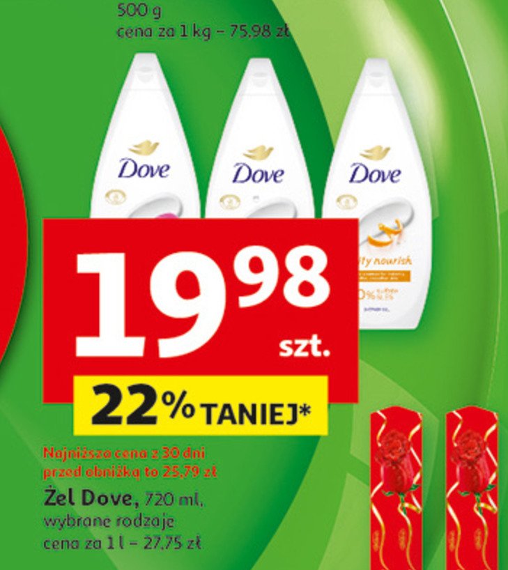 Żel pod prysznic fruity nourish Dove promocja w Auchan