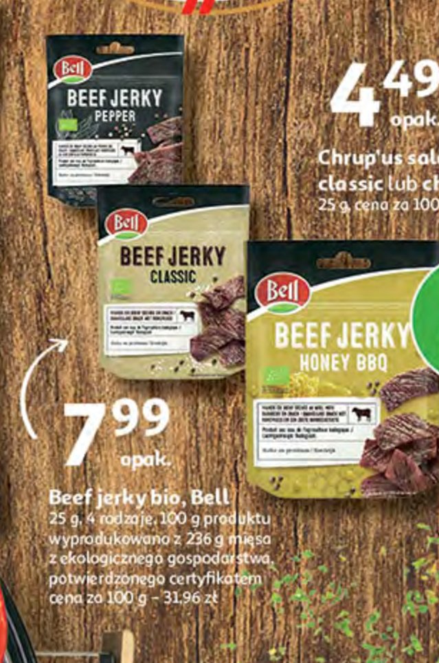 Suszona wołowina classic Bell beef jerky promocja
