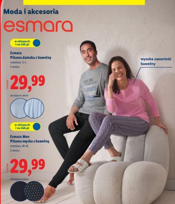 Piżama męska z bawełną Esmara Men promocja w Lidl