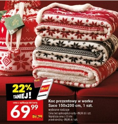 Koc prezentowy w worku Saco 150x200 cm, 1 szt. promocja w Twój Market