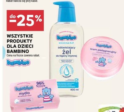 Produkty dla dzieci Bambino mydło, żel, krem promocja w Stokrotka