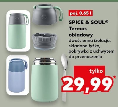 Termos obiadowy dwuścienna izolacja, składana łyżka, pokrywka z uchwytem do przenoszenia promocja w Kaufland