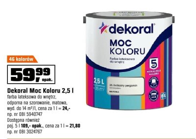 Farba lateksowa Dekoral Moc Koloru promocja w OBI