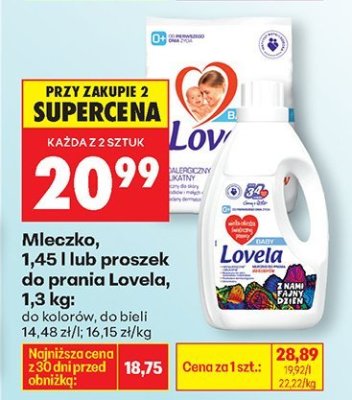 Mleczko do prania Lovela, 1,45 l  promocja w Biedronka