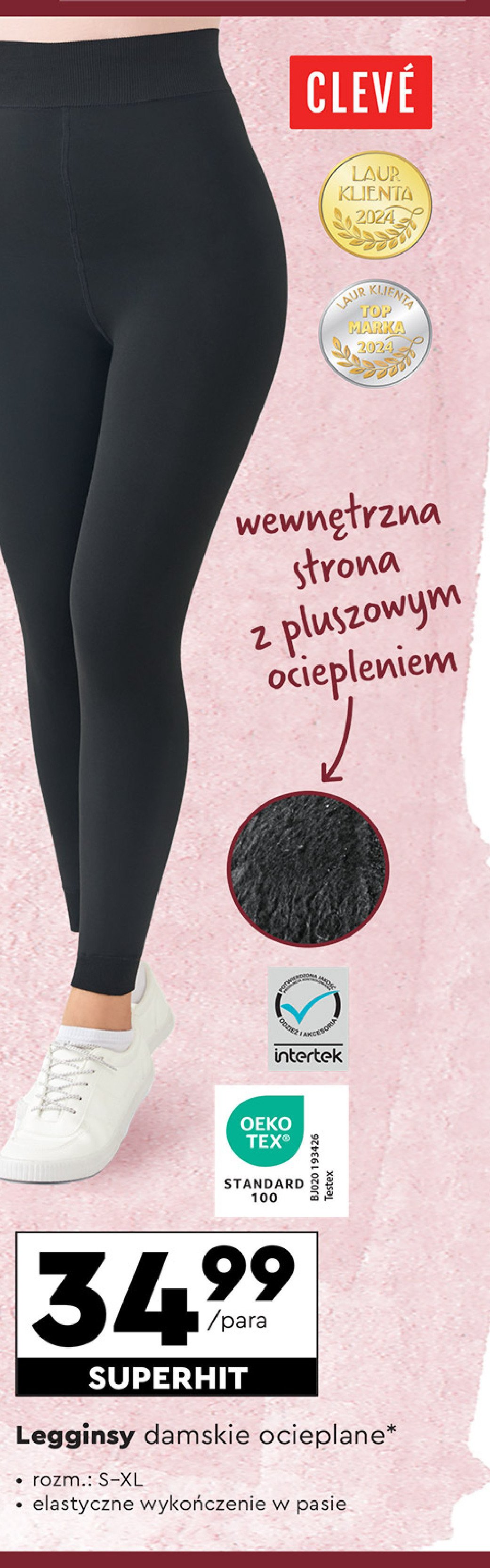 Legginsy ocieplane damskie s-xl Cleve promocja