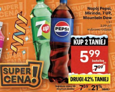 Napój Pepsi 1,5l wybrane rodzaje promocja w Delikatesy Centrum