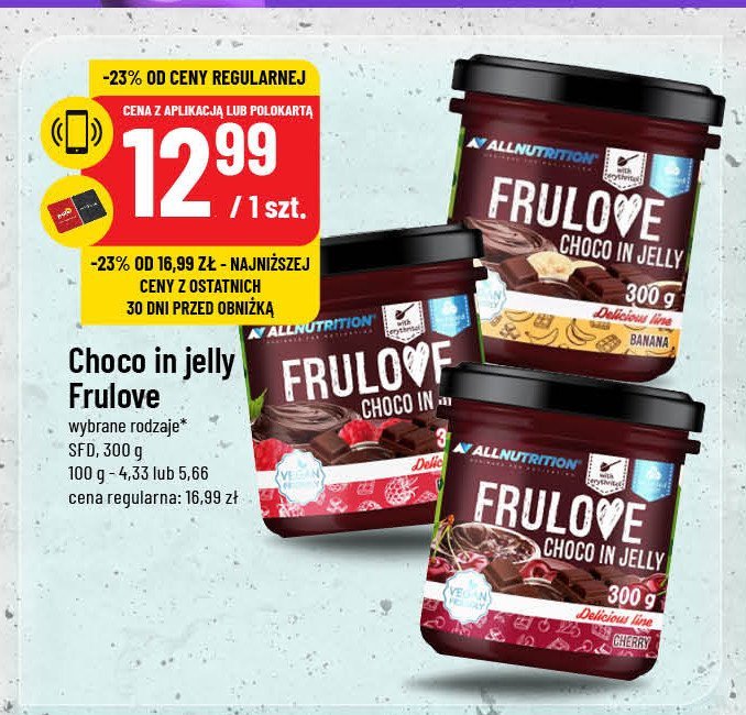 Krem czekoladowy z malinami Allnutrition frulove promocja