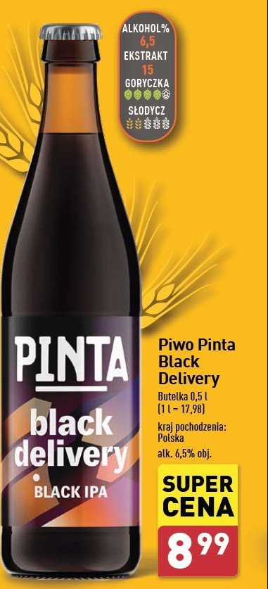 Piwo Pinta black delivery promocja w Aldi