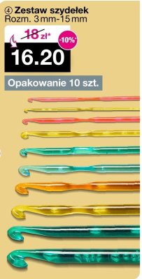 Zestaw szydełek rozm. 3mm-15mm, opakowanie 10 szt. promocja w Woolworth