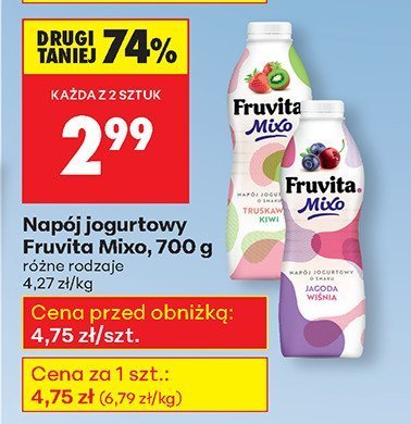 Napój jogurtowy Fruvita Mixo 700 g promocja w Biedronka